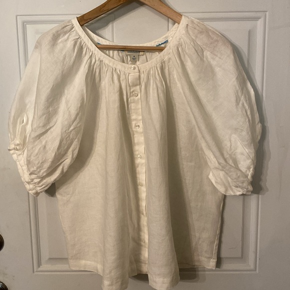 NWOT Sundance Graceful Days White 100% Linen Button Top - Picture 6 of 15